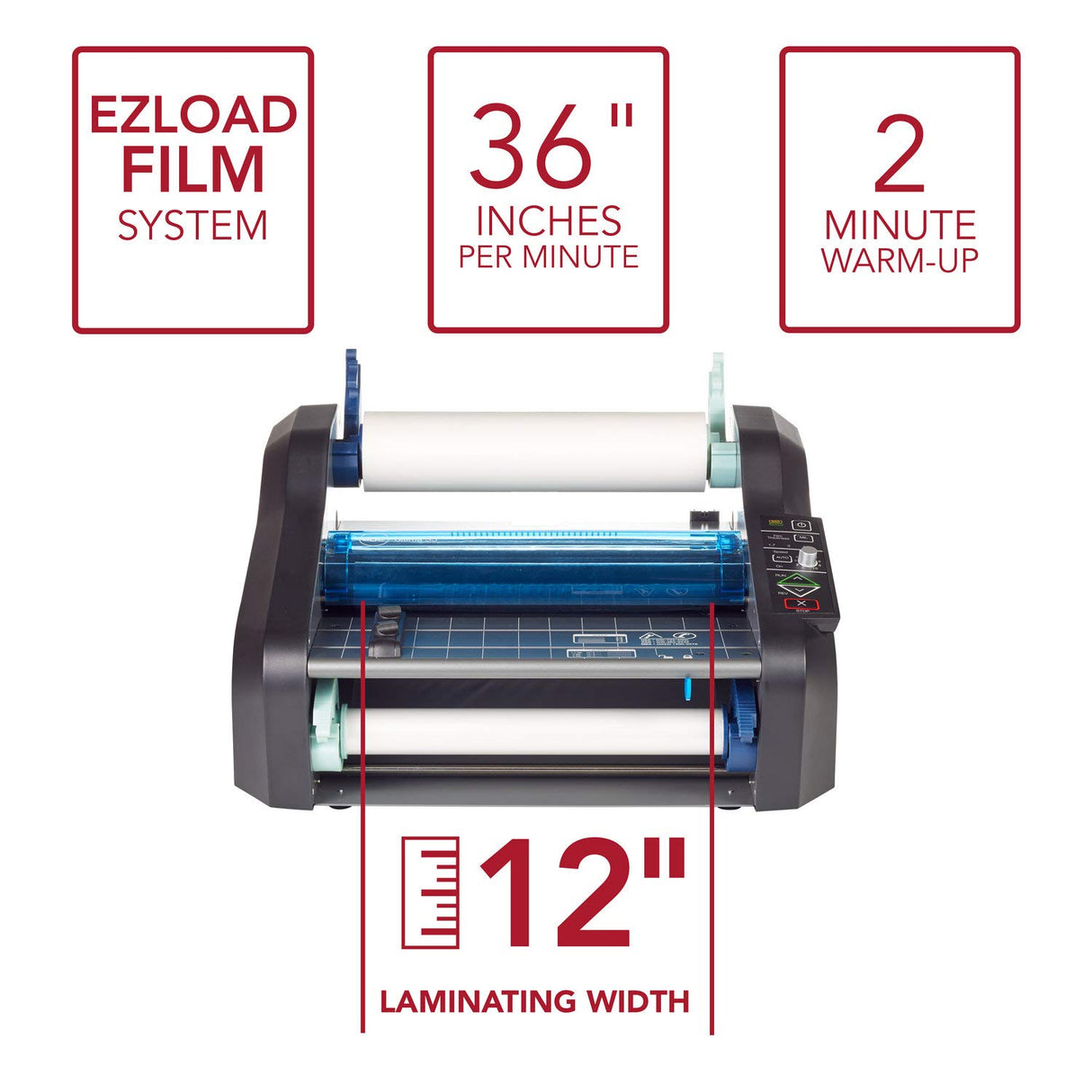 GBC Ultima 35 EZ Load Thermal Roll Laminator, 12" Maximum Width, Less than 2 Minute Warm-Up (1701680) GBC