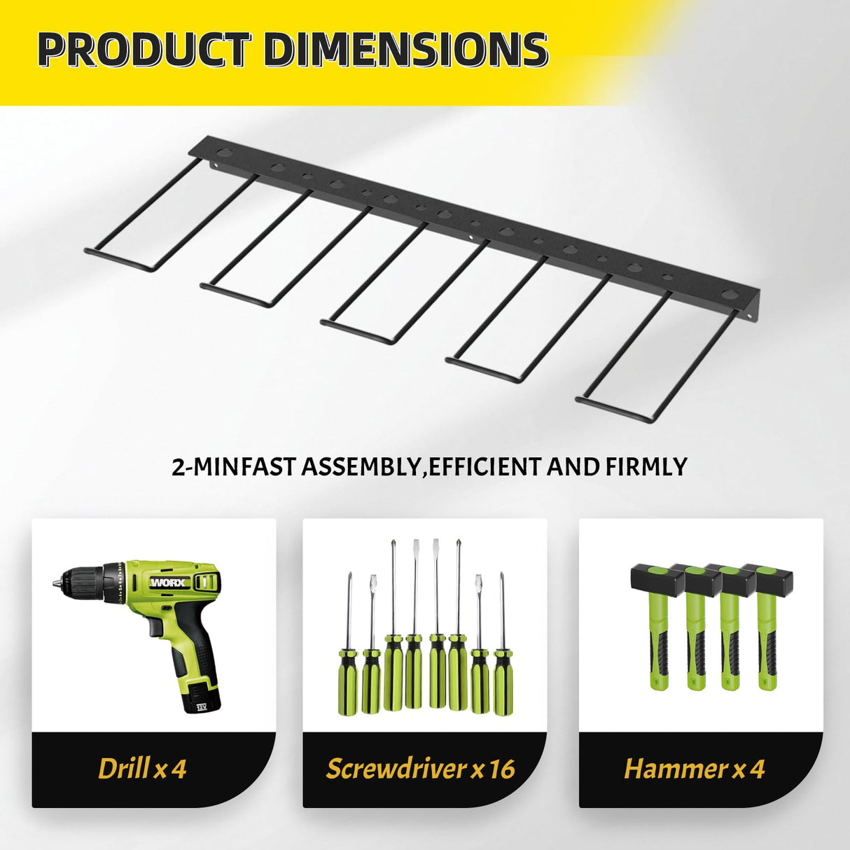 Power Tool Organizer Wall Mount with Charging Station, 4 Drill Holder + 16 screwdrivers, Heavy Duty Storage Utility Racks, Supports 100 lbs,for Garage and Workbench (16 Inch Holder Basic Version) TIMSATIO