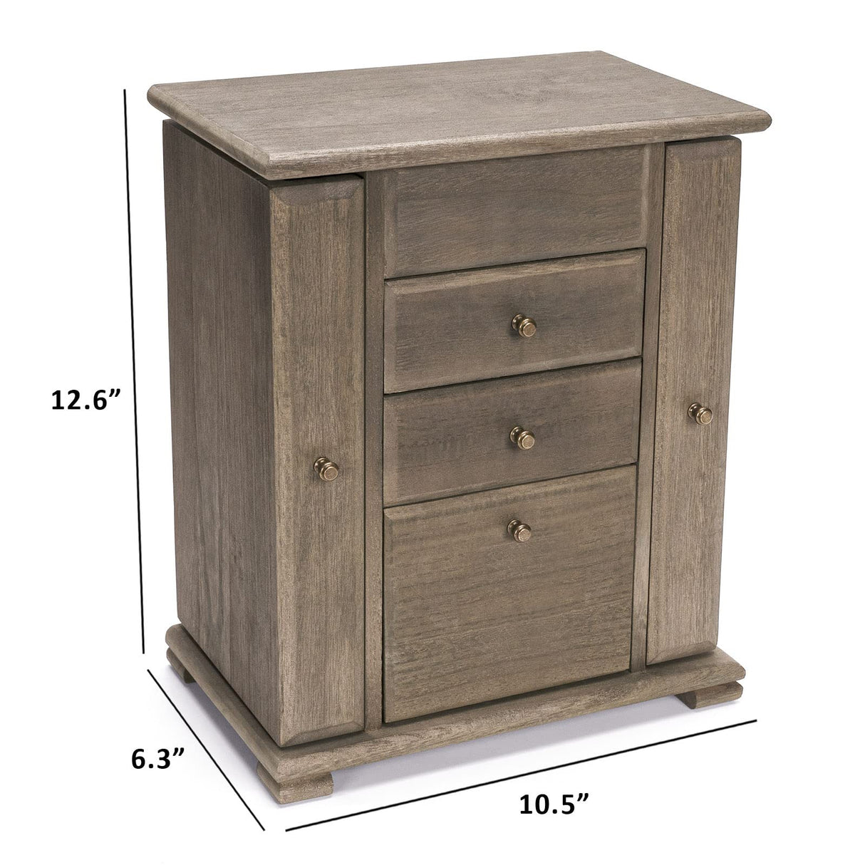 Emfogo Jewelry Box for Women, Rustic Wooden Jewelry Boxes & Organizers with Mirror, 4 Layer Jewelry Organizer Box Display for Rings Earrings Necklaces Bracelets (Weathered Gray) Emfogo