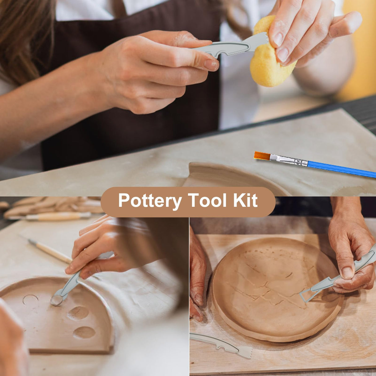 Roaxkois Pottery Wheel for Kids โ Complete DIY Arts & Crafts Painting Kit with Air Dry Clay, Paints, Tools, Apron & Stickers โ Creative Gift for Girls & Boys Ages 6 7 8 9 10 11 12+ Roaxkois