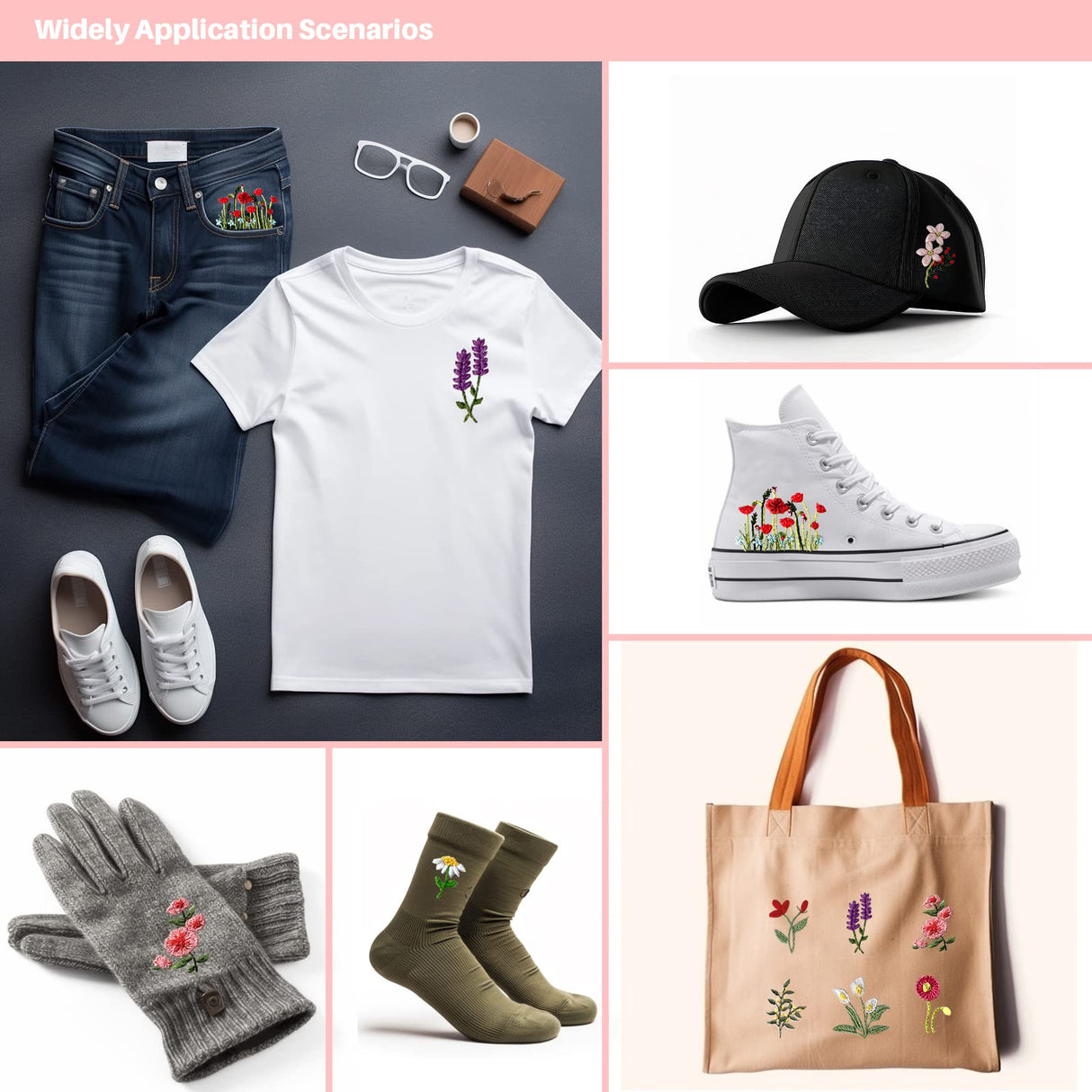 ZQmino 72Pcs Water Soluble Stabilizer for Embroidery Stick and Stitch Embroidery Paper Tear Away Embroidery Stabilizers with Flower Patterns for Embroidery Hand Sewing Love (Flower) ZQmino