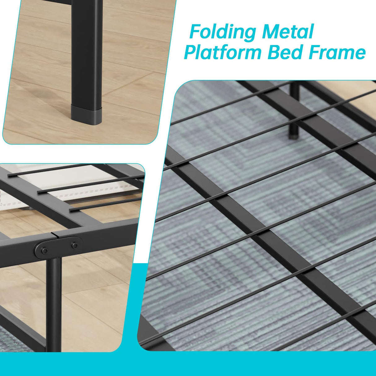 Twin Bed Frame Metal Platform Bed Frame Twin Size 14 Inch Mattress Foundation Box Spring Replacement Heavy Duty Steel Slat Easy Assembly Noise-Free,Black BestMassage