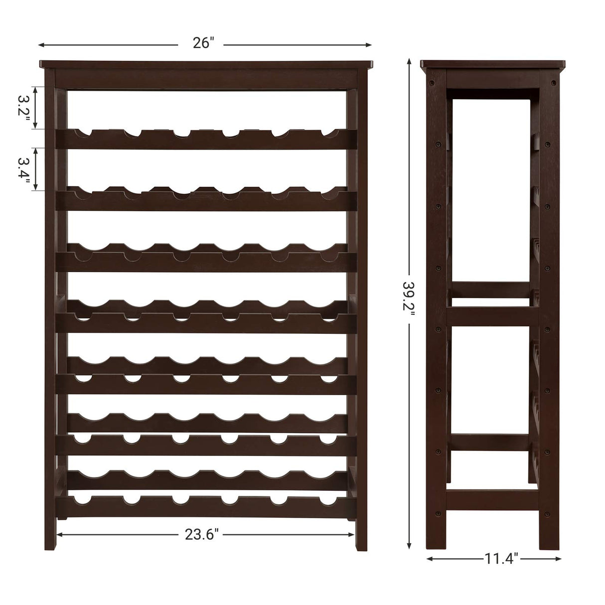 SONGMICS 42-Bottle Wine Rack Free Standing Floor, 7-Tier Display Wine Storage Shelves with Table Top, Bamboo Wobble-Free Bottle Holder for Kitchen SONGMICS