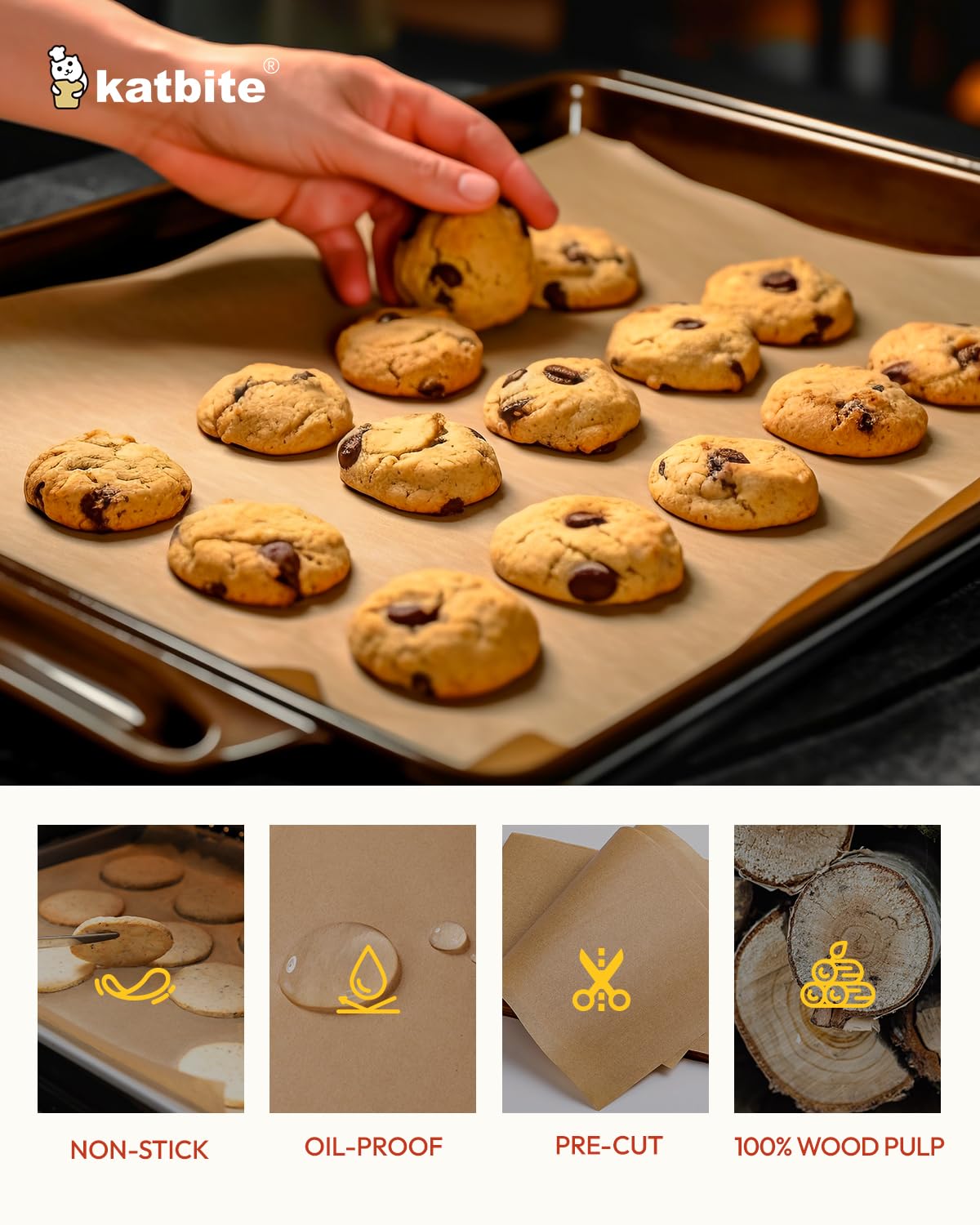 Katbite 200Pcs 9x13 inch Heavy Duty Unbleached Parchment Paper, Parchment Paper Sheets for Baking Cookies, Cooking, Frying, Air Fryer, Grilling Rack, Oven(9x13 Inch) katbite