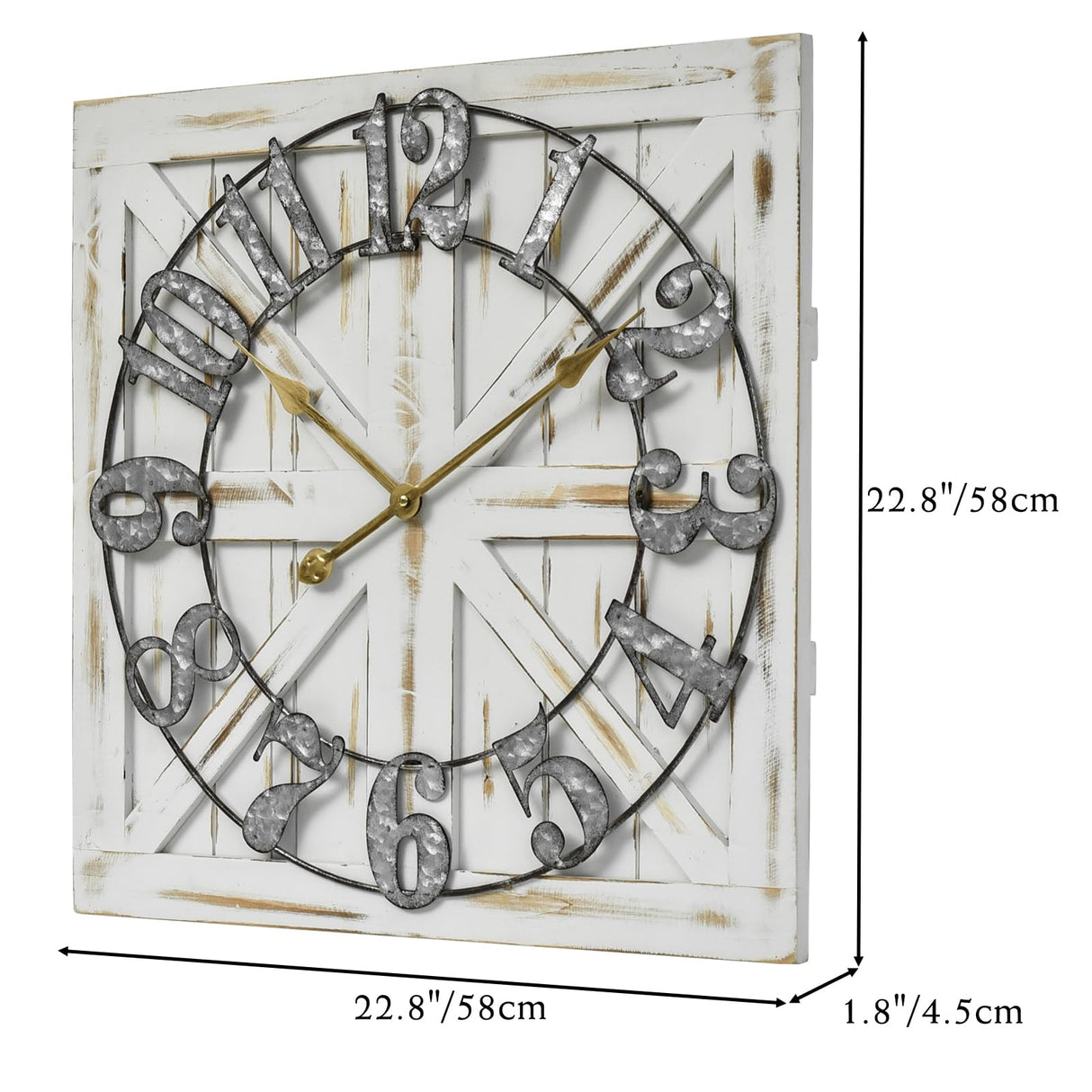 EMAX HOME Large Farmhouse Wall Clock – 24 Inch Square Rustic Wooden Clock with Decorative Reversible Wooden Sign, Perfect for Any Space and Ideal Gift EMAX HOME