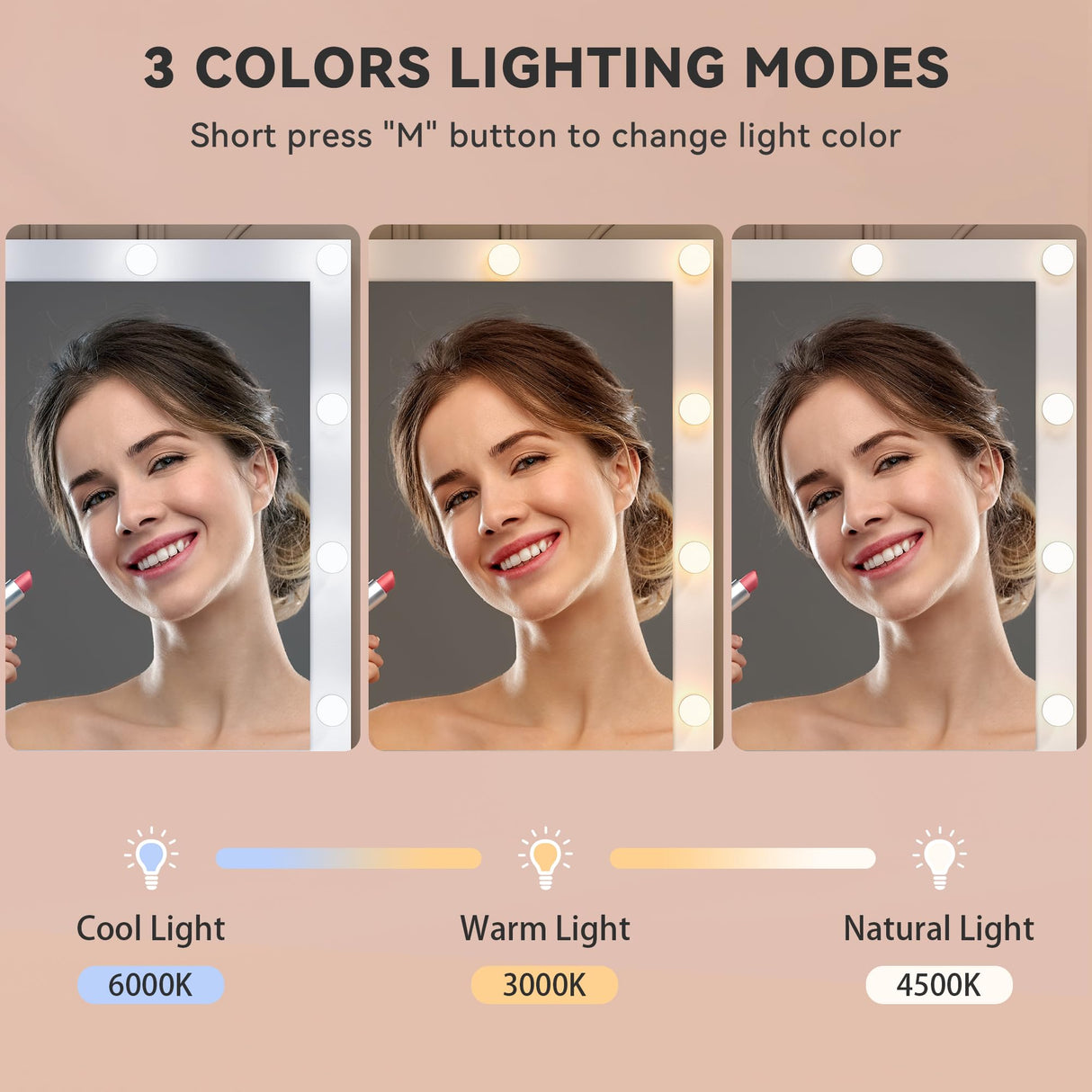 YITAHOME Vanity Desk, Vanity Mirror with Lights, Makeup Vanity Set with 4 Drawers, 3 Lighting Modes, Charging Station and Vanity Bench YITAHOME