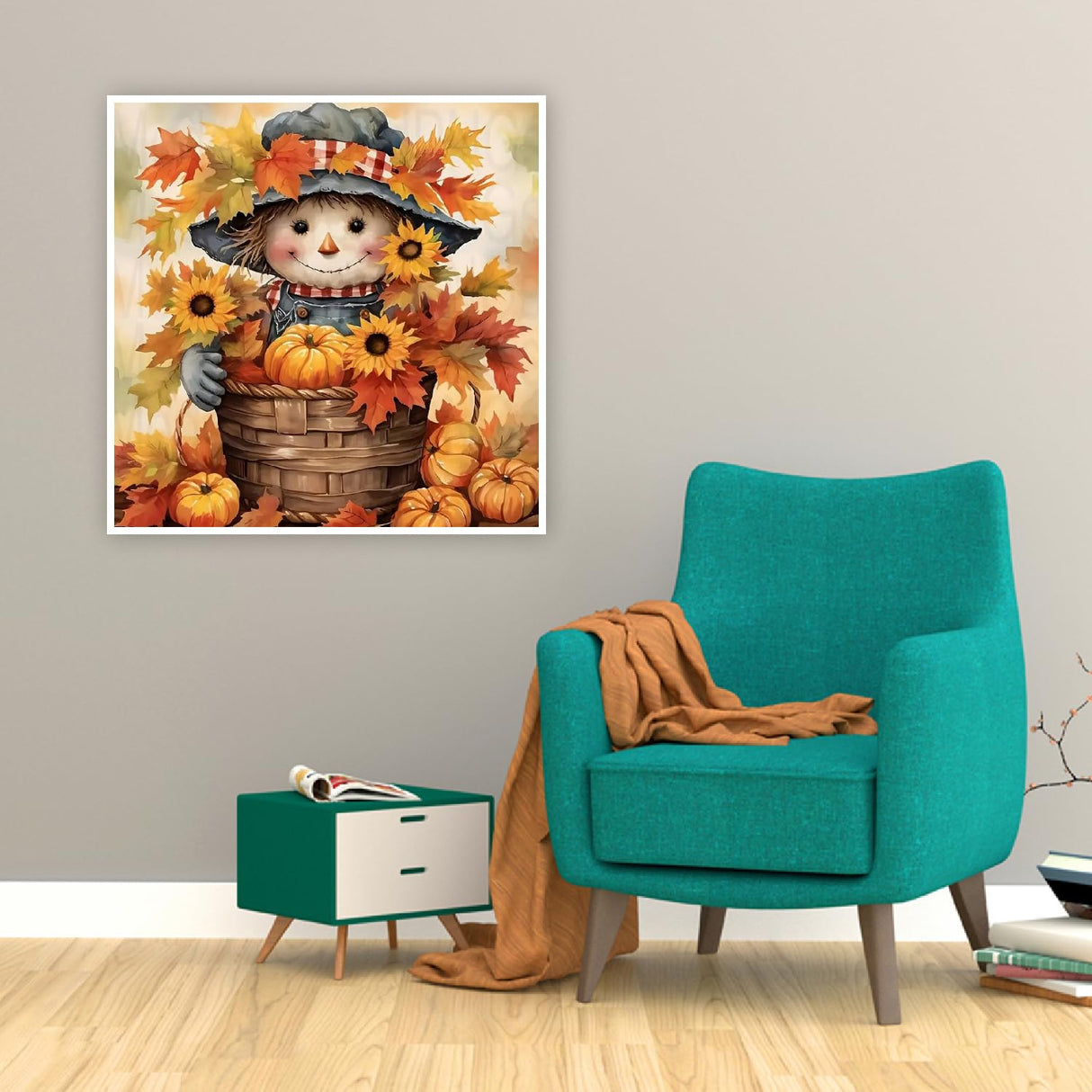 mjcakrn Fall Diamond Painting Kit for Adults, 5D Full Drill Diamond Art Painting, DIY Autumn Diamond Art Kits for Adults for Home Wall Decor 14 x 14 inches mjcakrn