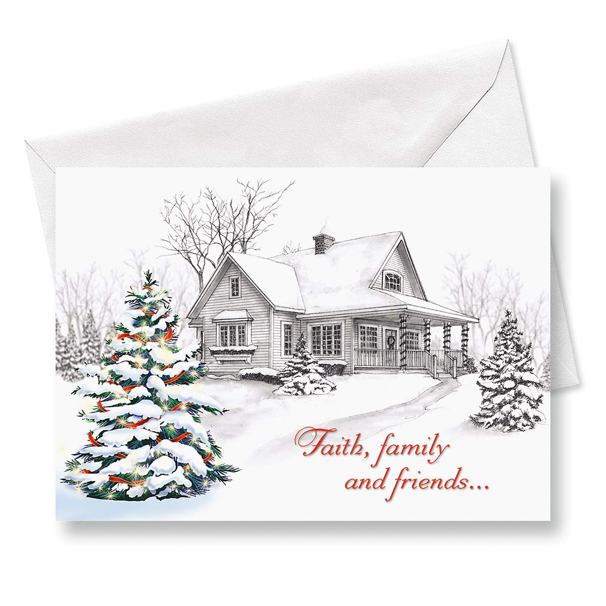 Current Winter Home Christmas Greeting Cards Set - Set of 18 Large 5 x 7-Inch Folded Cards, Themed Religious Holiday Card Value Pack, Envelopes Included Current
