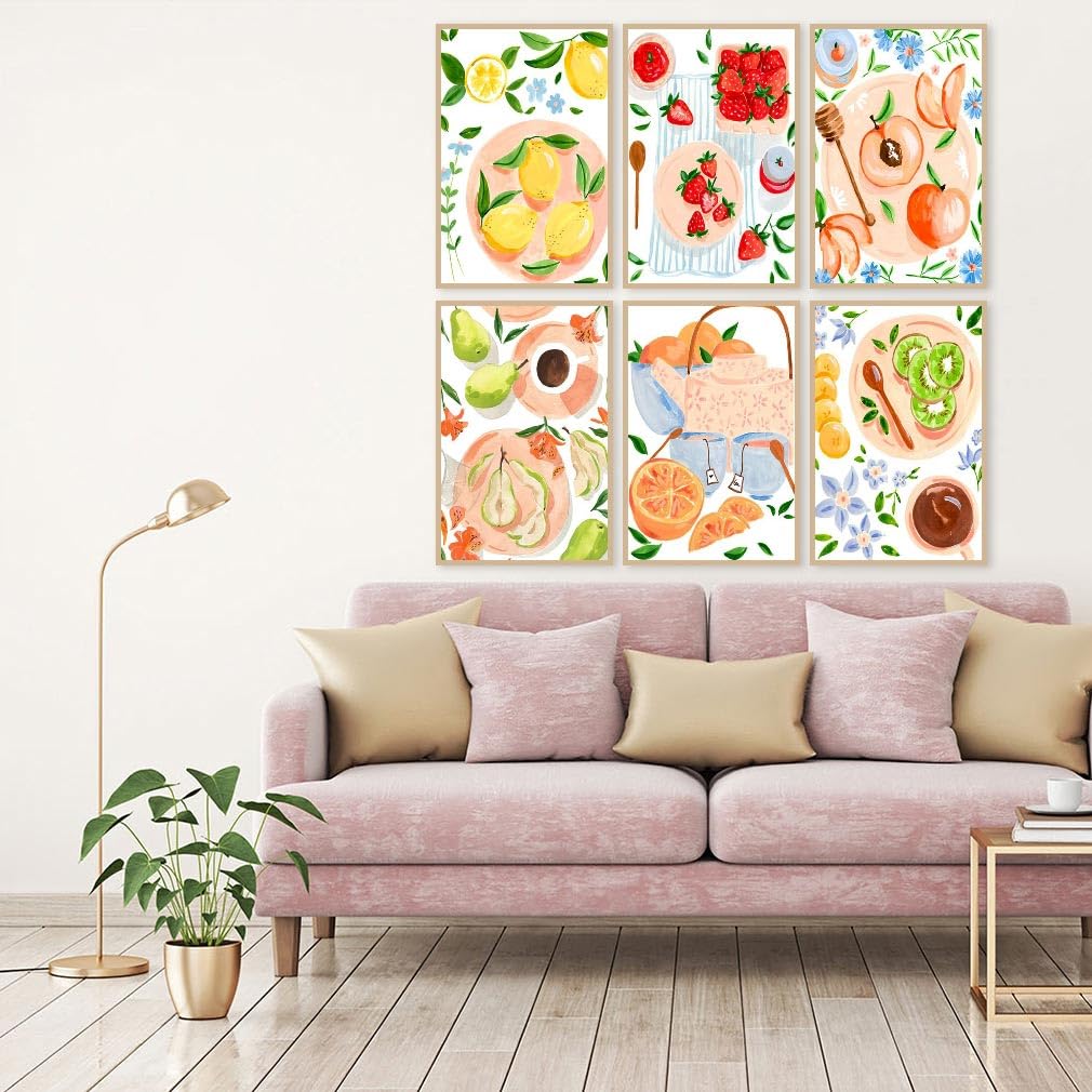 6 Packs Paint by Numbers Kit for Adults, DIY Fruit Adult's Paint by Numbers on Canvas, Easy Acrylic Watercolor Oil Painting by Number Without Frame(8x12 in) Clendo