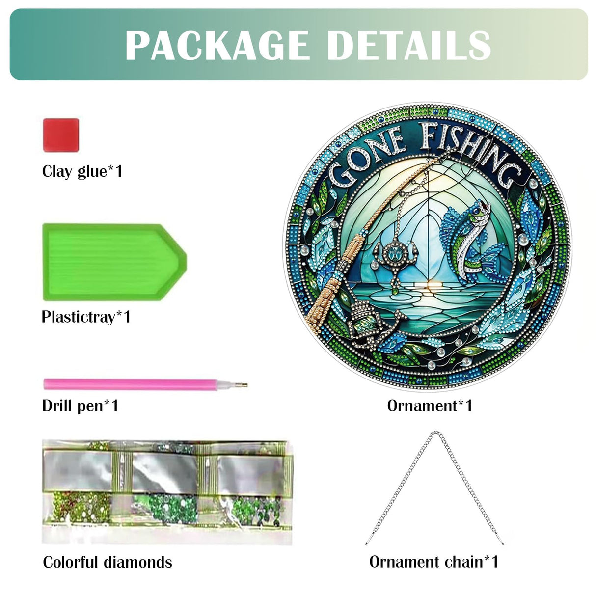 POETRYDRAW DIY Hanging Diamond Art Pendant Kit Hooked Fish, Special Crystal Diamonds Painting Ornament for Adults, 5D Diamond Art Suncatchers Double Sided Board Gem Painting Box Kit POETRYDRAW