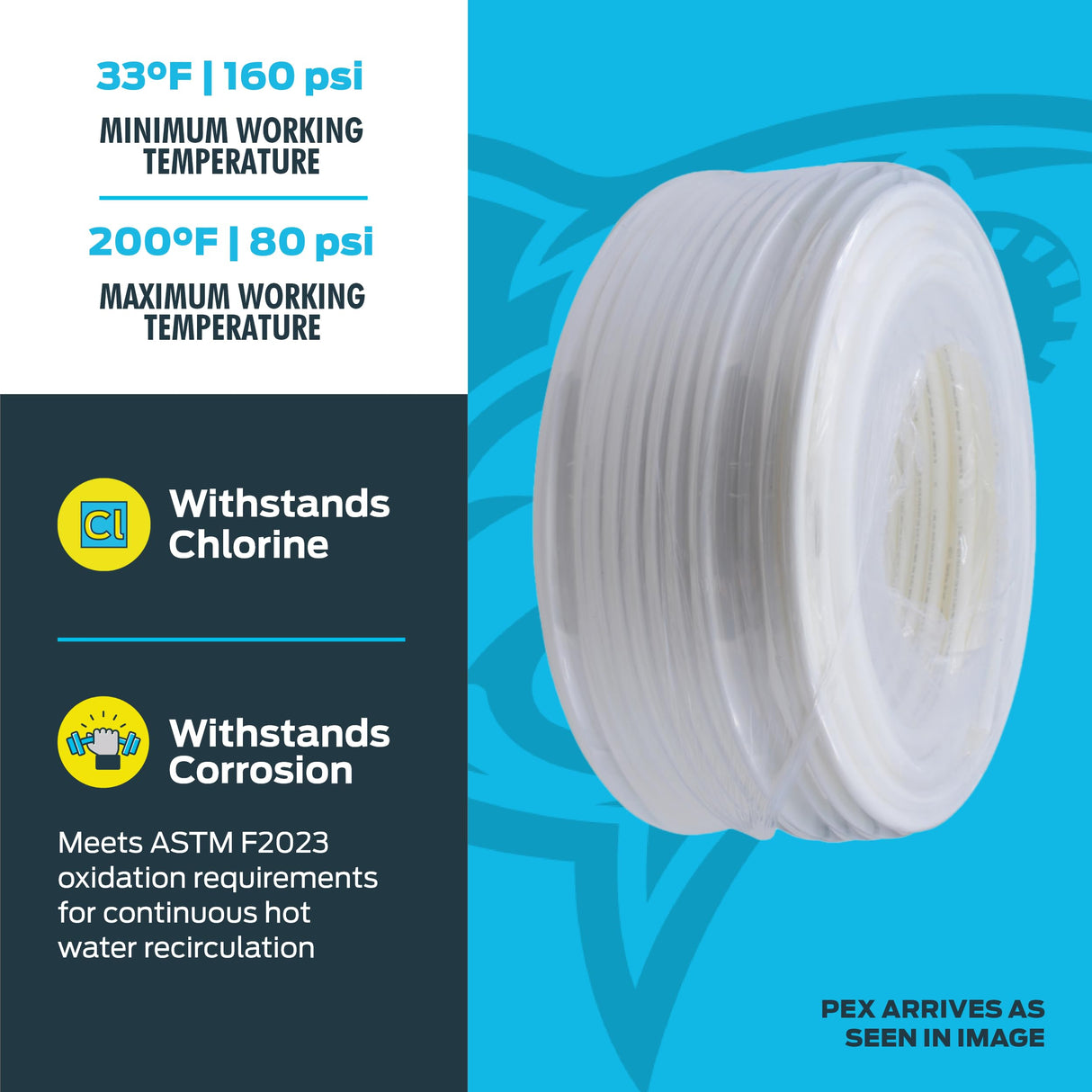 SharkBite 3/4 Inch x 500 Feet White PEX-B, PEX Pipe Flexible Water Tubing for Plumbing, U870W500 SharkBite