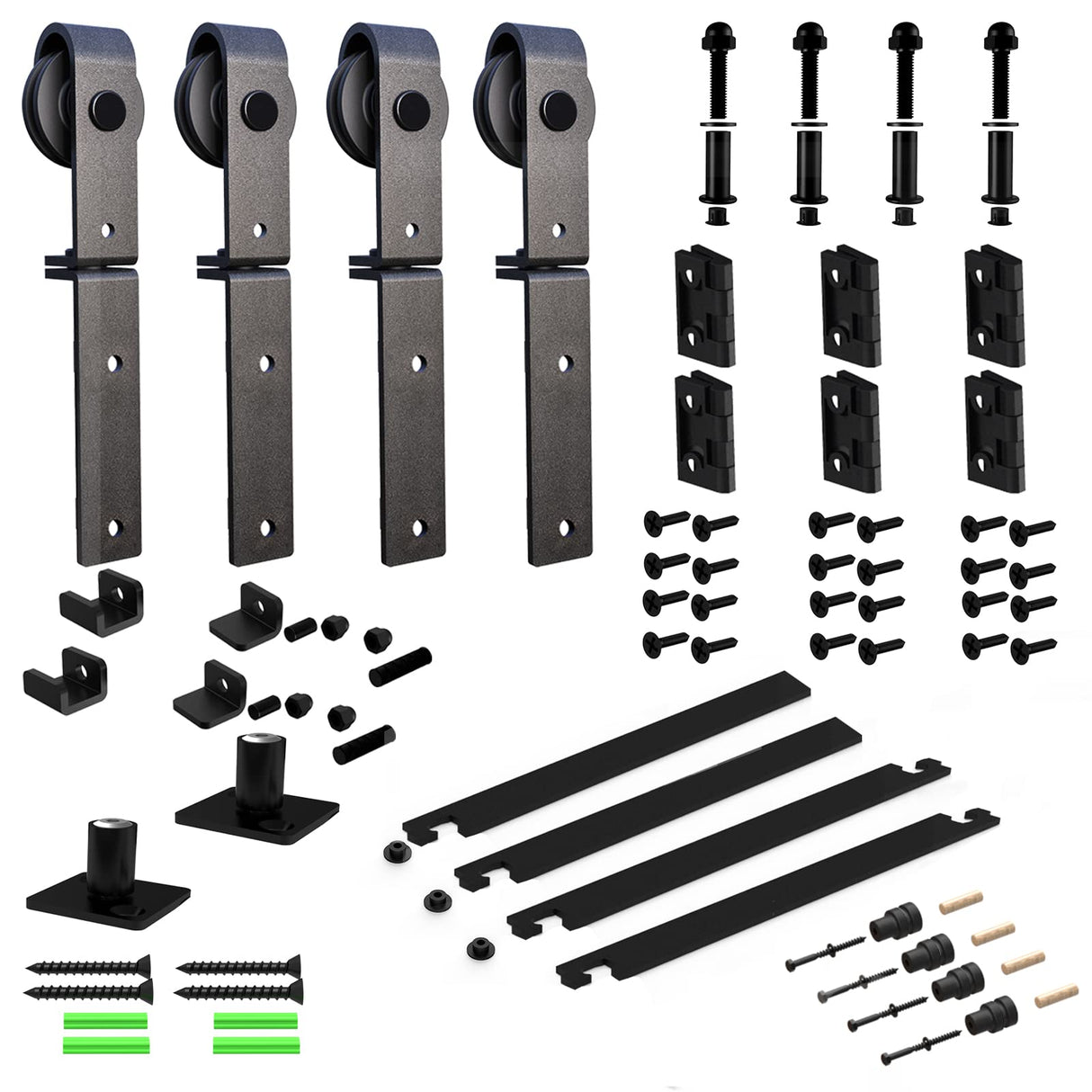 CCJH 8FT/96'' Bi-Folding Barn Door Hardware Sliding Track kit Heavy Duty for 4 Doors(No Wood Door,Hardwware Only) CCJH