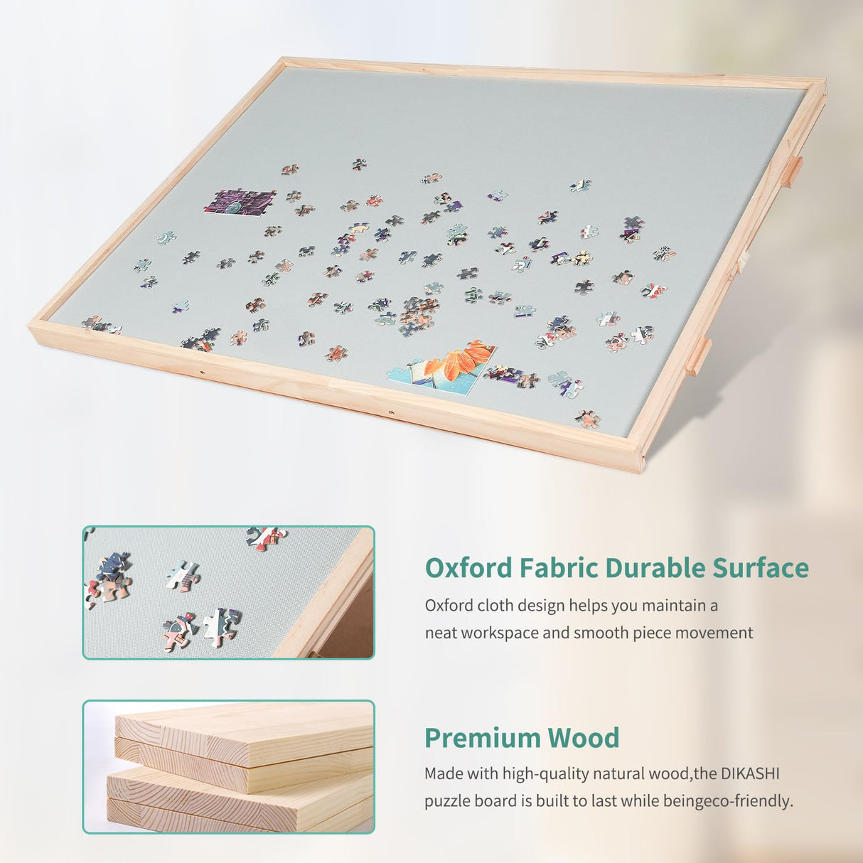 DIKASHI 1500 Pieces Tilting & Rotating Puzzle Board, 34.25" × 25.2", Portable Jigsaw Puzzle Table for Adults with 4 Drawers & Protective Cover, Ideal Gift for Mum DIKASHI