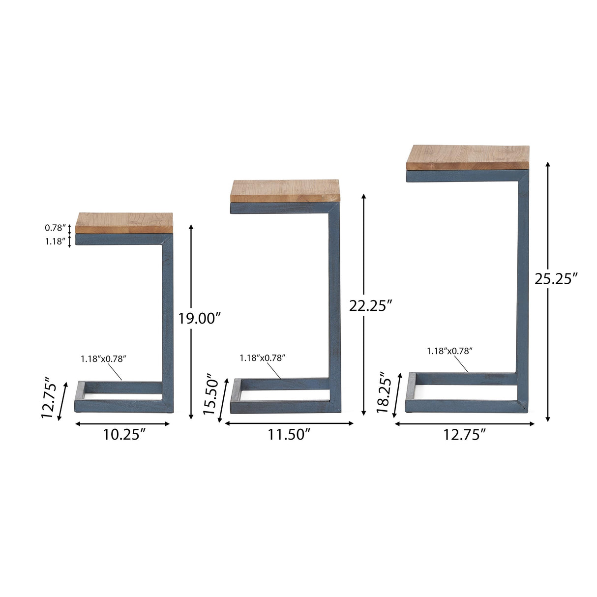 Christopher Knight Home Savannah Fir Wood and Iron Nesting Side Tables (Set of 3) - Antique Brown Christopher Knight Home