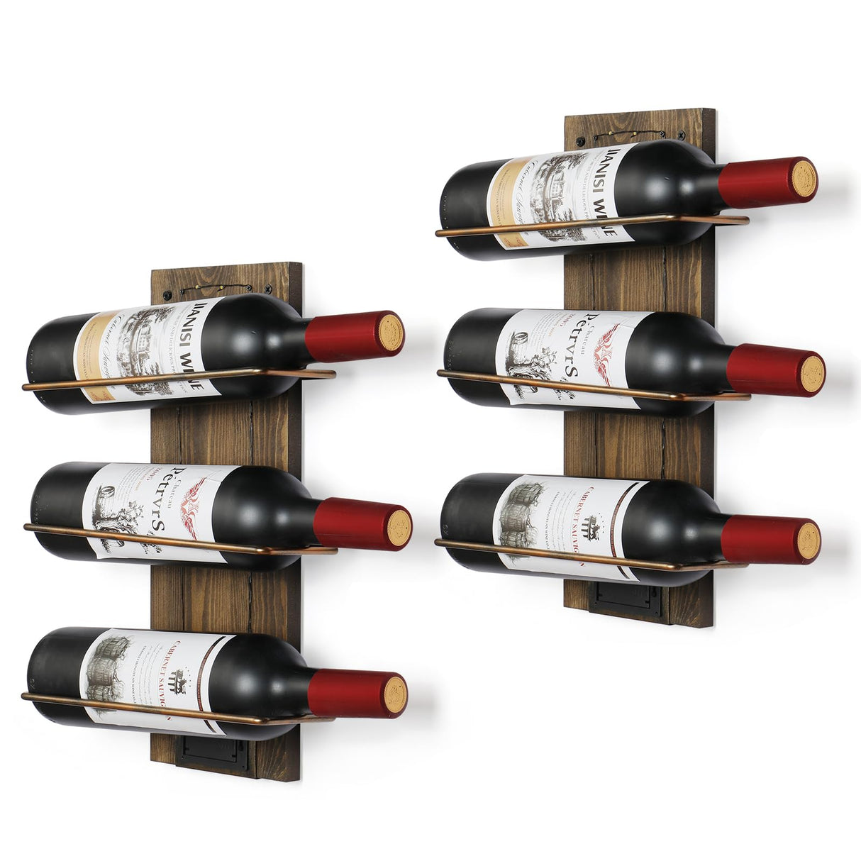 Taprion Wine Rack Wall Mounted Wood LED Light Wine Rack for 9 Wine Bottles - Elegant Wine Storage Solution for Kitchen, Dining Room, Home Bar, Wine Cellar Taprion