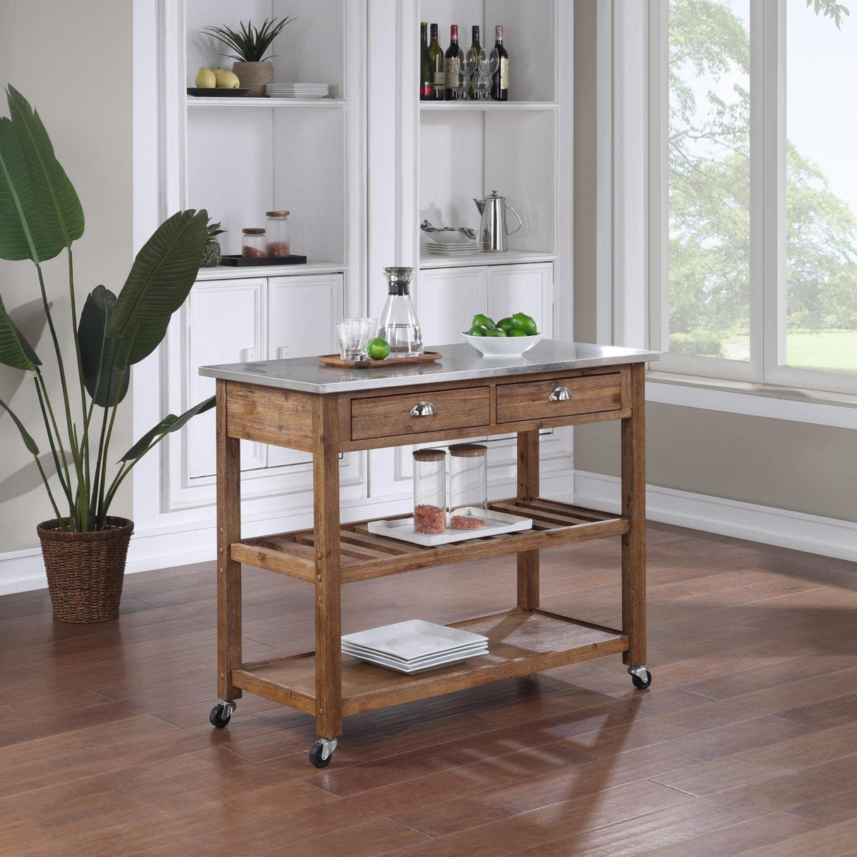Boraam Sonoma Kitchen Cart, Barnwood Wire-Brush Boraam