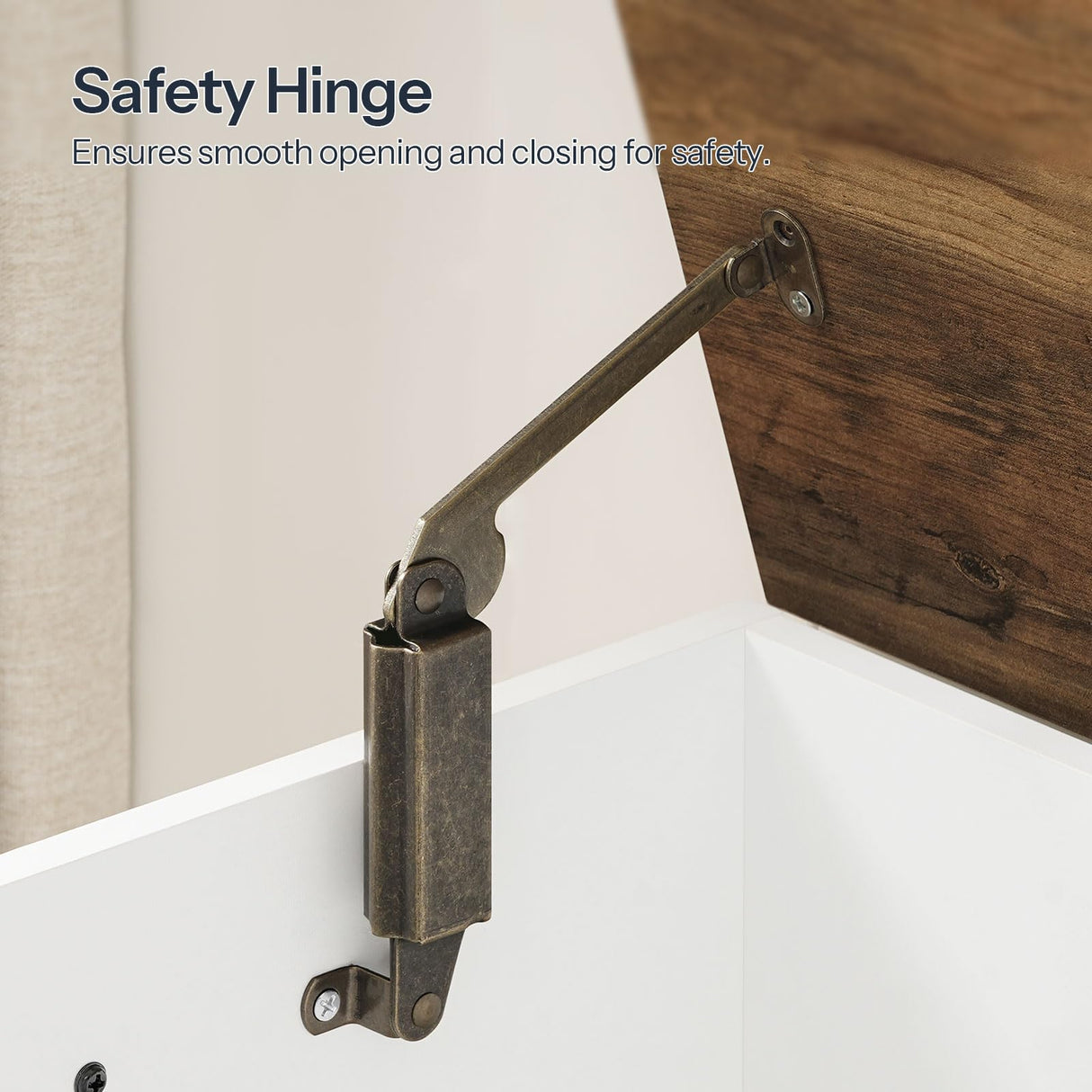 HOOBRO Storage Bench, Toy Box Organizer, Toy Chest with Safety Hinge, Farmhouse Style Storage Chest, 39.3 x 15.7 x 17.7 Inches for Living Room, Bedroom, Entryway, White and Walnut WH26CW01 HOOBRO