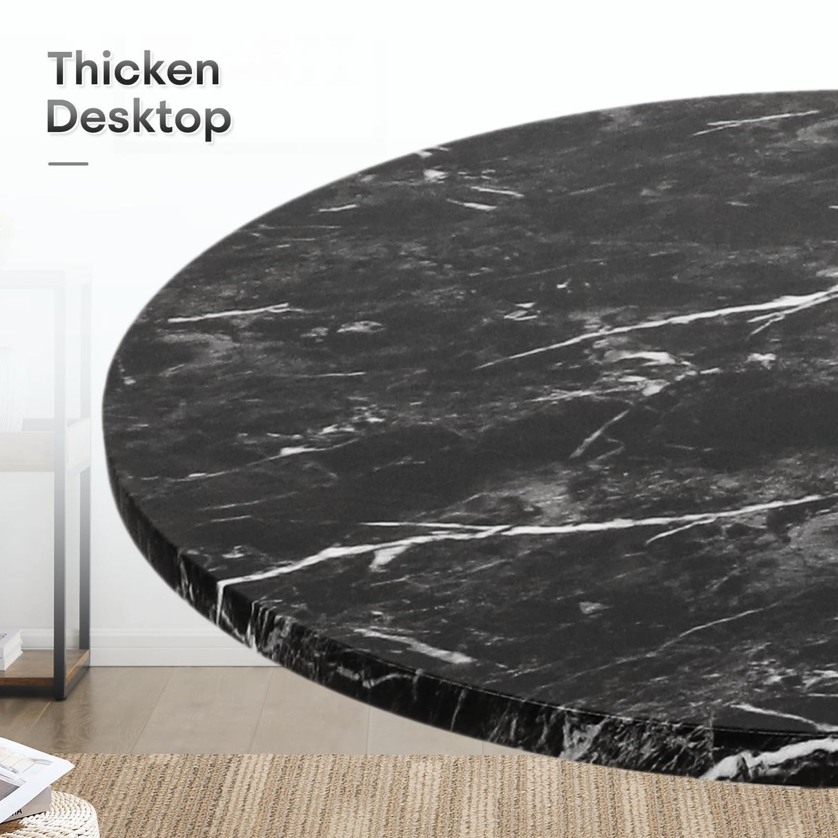 Athena Collection Round Bar Table, Adjustable Height Pub & Bistro Table with 360 Swivel Base, High Top with MDF Desktop - Black Rock Athena Collection