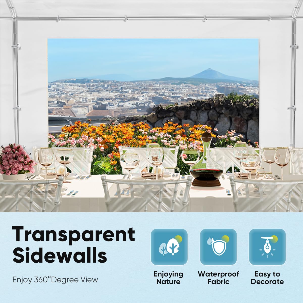 Quictent 20x40ft Clear Side Party Tent Heavy Duty Upgraded Galvanized Outdoor Wedding PVC Canopy Gazebo Vinly Event Shelters with Removable Transparent Sidewalls for Commercial & Residential Use Quictent