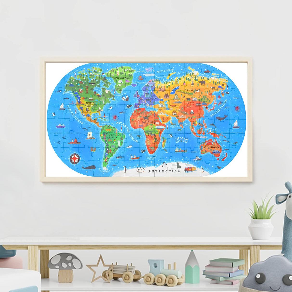 Mideer Floor Puzzle for Kids 4-8, 100 Piece World Map Jigsaw Puzzle with Continents, Geography Educational Toys for Boys and Girls, Globe Atlas Puzzle Maps Preschool Learning Game for Kids Ages 4-6 MiDeer