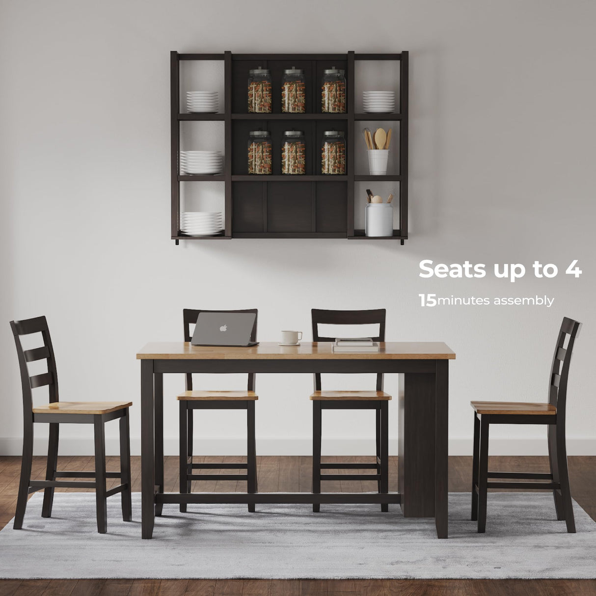 Signature Design by Ashley Gesthaven Contemporary Counter Height Dining Table with 3 Shelves and Trestle Base, Light Brown & Dark Brown Signature Design by Ashley