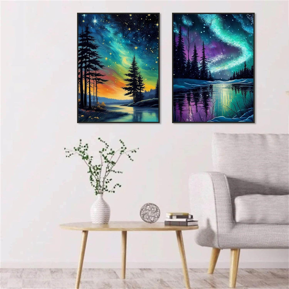 2 Pack Forests Aurora Diamond Painting Kits for Adults - Landscape Diamond Art Kits for Adults Beginner, DIY 5D Full Drill Diamond Dots Gem Art Kits for Home Wall Decor 12x16inch Clendo