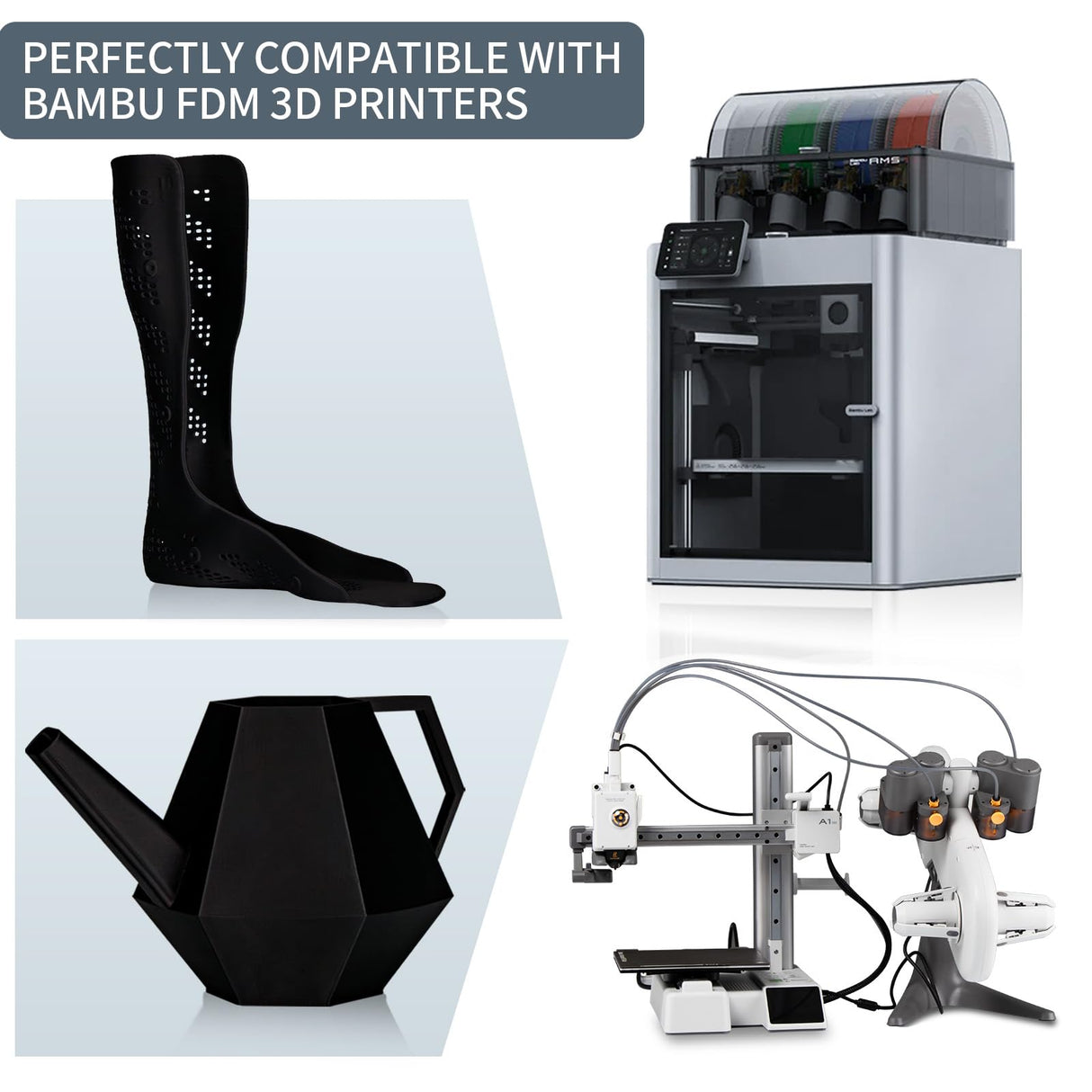 Carbon Fiber Polypropylene Filament 1.75mm, TINMORRY PP-CF 3D Printing Filament, Compatible with Bambu FDM 3D Printer, Net Weight 700g 1 Spool, Matte Black TINMORRY