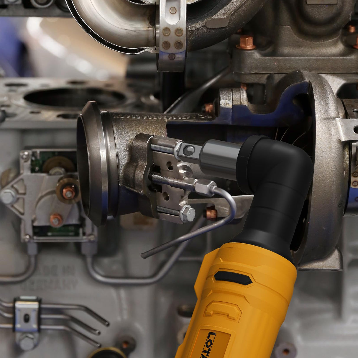 Electric Ratchet, Cordless Ratchet 3/8",93lb-ft Electric Ratchet Wrench, Square Drive Electric Wrench with Extension Bar, 1/4" Adapter & 3" Extension Bar Compatible with DEWALT Battery(Tool Only) LotaTools