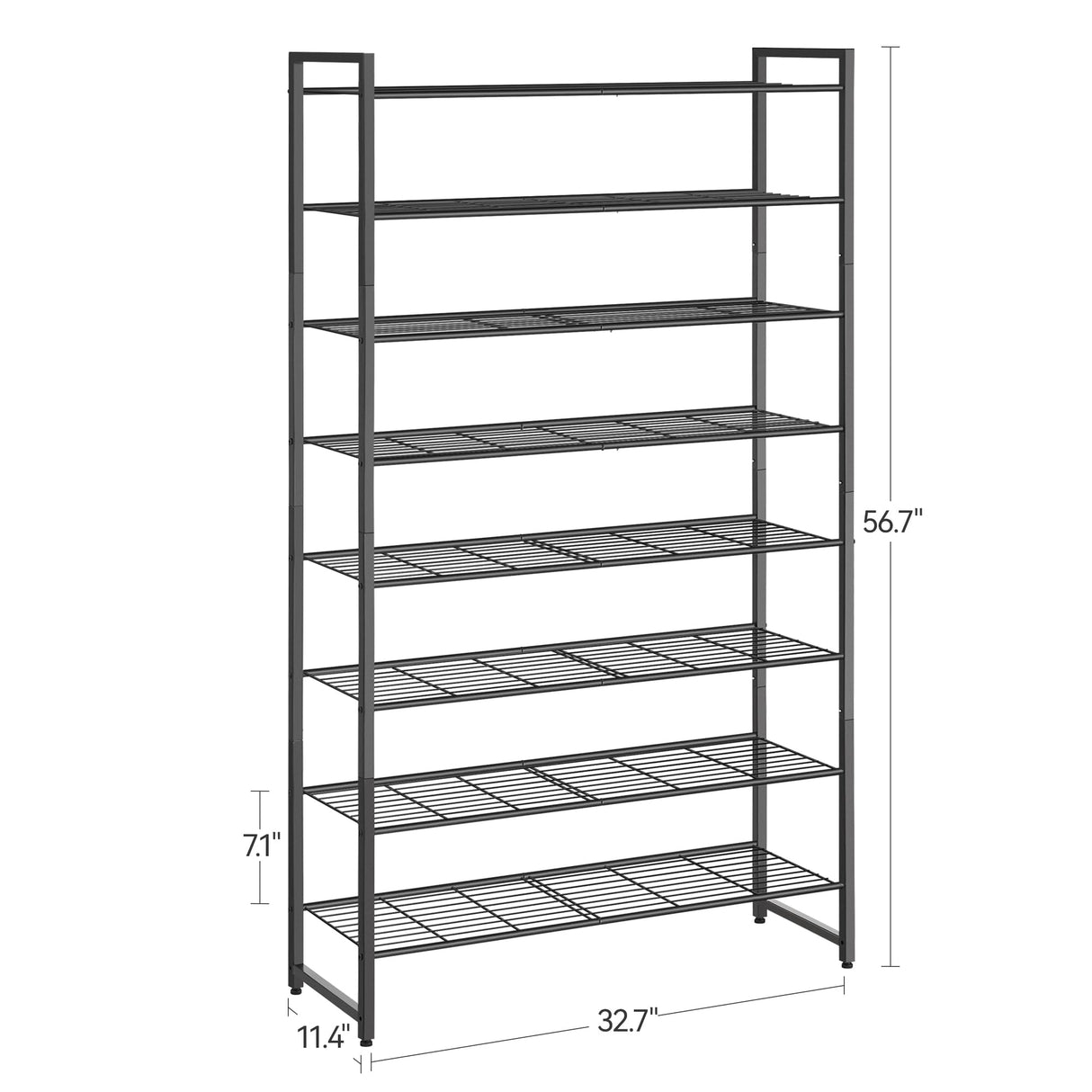 Nunsino Shoe Rack, Metal Shoe Organizer, 8 Tier Garage Shoe Rack Max Holds 40 Pairs,Shoe Storage Shelf for Closet,Entryway, Black Nunsino