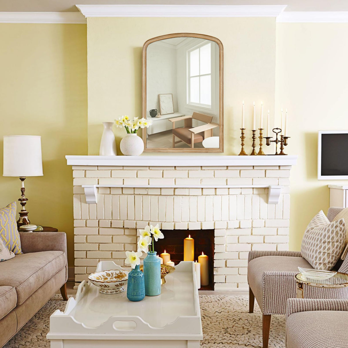 WallBeyond Arched Wall Mirror Wood Framed, 24" x 36" Rustic Farmhouse Wood Arched Mirror for Bathroom Wall Decor Entryway Living Room WallBeyond