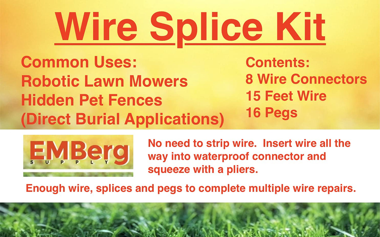 EMBerg Waterproof Wire Splice Kit for Wire Break Repair in Electric In-Ground Dog Fence Systems and Robot Lawn Mowers EMBergSupply