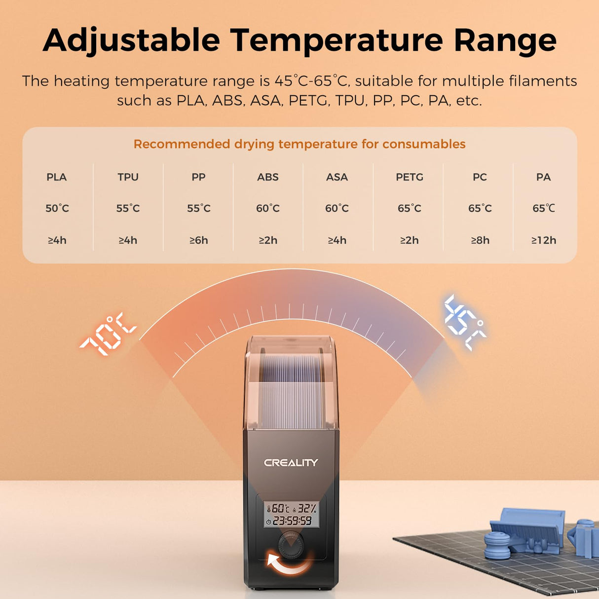Creality Filament Dryer Box Pro with Fan, Upgraded 3D Printer Filament Dryer Box, 360° Heating Filament Dehydrator Storage Box for 1.75/2.85mm PETG PLA TPU ABS Nylon Creality