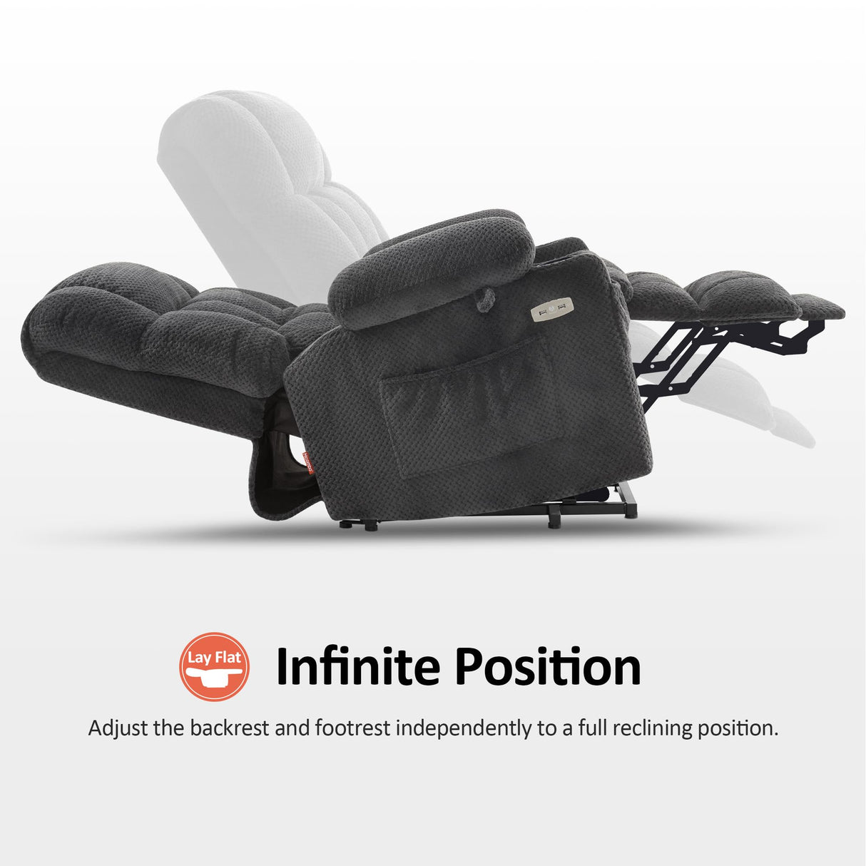 MCombo Dual Motor Power Lift Recliner Chair with Massage and Heat for Elderly People, Infinite Position, USB Ports, Cup Holders, Fabric 7890 (Medium-Regular, Dark Grey) MCombo