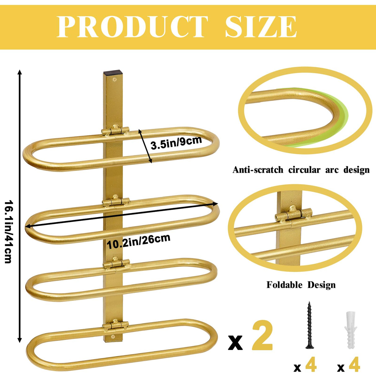 KHayRovies Wine Rack Wall Mounted for 8 Wine Bottles, Metal Wall Hanging Wine Holder Storage, Wine Organizer Shelf for Kitchen Dining Room Bar (Golden) KHayRovies