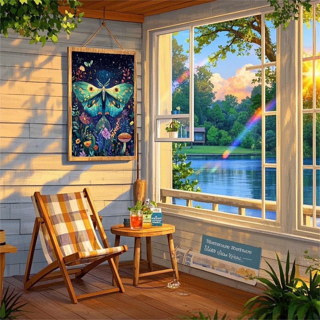 VividMeng Moth Diamond Art Kits for Adults,Mushroom Diamond Painting Kit for Adults,DIY Full Drill Diamond Painting Moth Gem Art and Crafts 12x16inch VividMeng