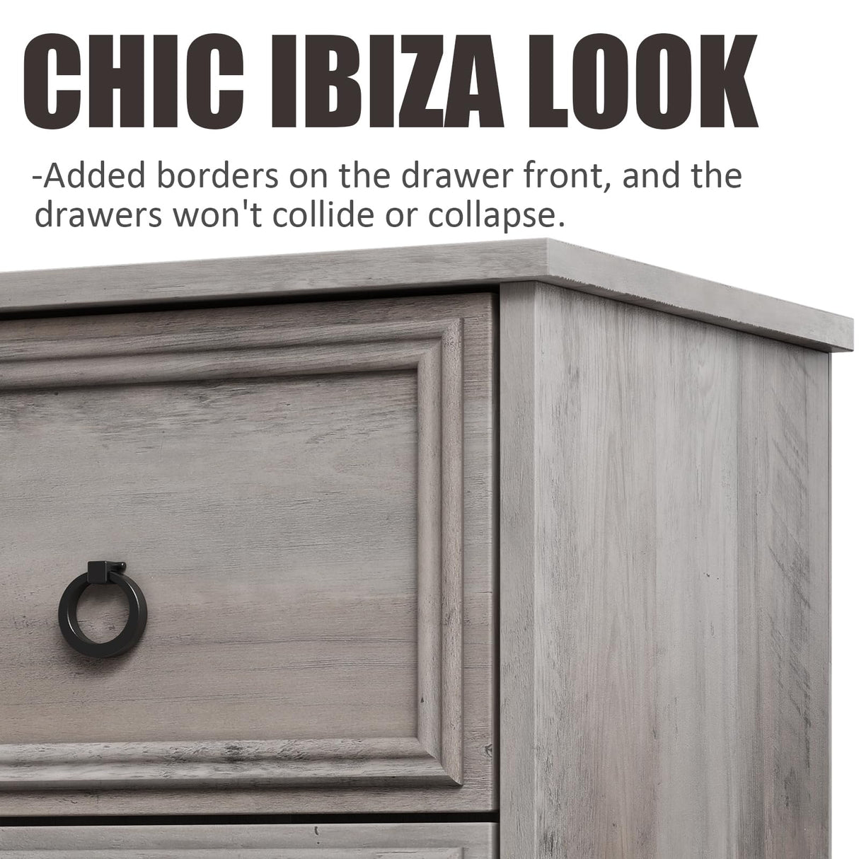 Modern 10 Drawer Dresser, Dressers for Bedroom, Chest of Drawers Closet Organizers and Storage Clothes - Easy Pulls Handle, Textured Borders Living Room, Hallway, Gray LGHM