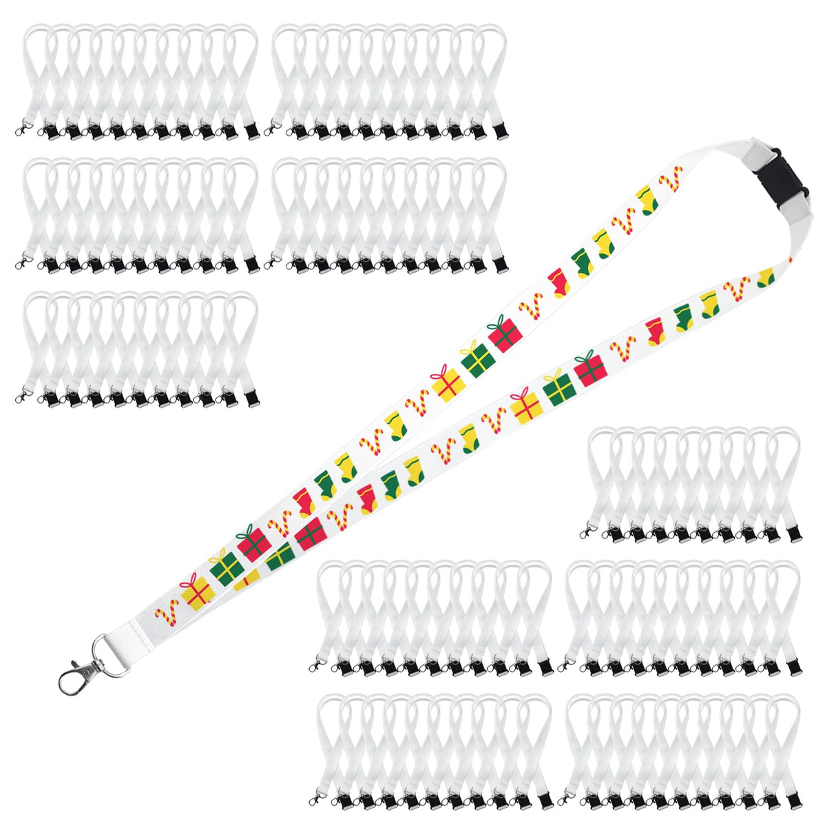 YOUKE OLA 100 Pack Sublimation Lanyards Blank Bulk White Sublimation Lanyards with Detachable Buckles Neck Lanyards Heat Transfer Lanyard for ID Badge Holder Keychain as Christmas Gifts 2.0 YOUKE OLA