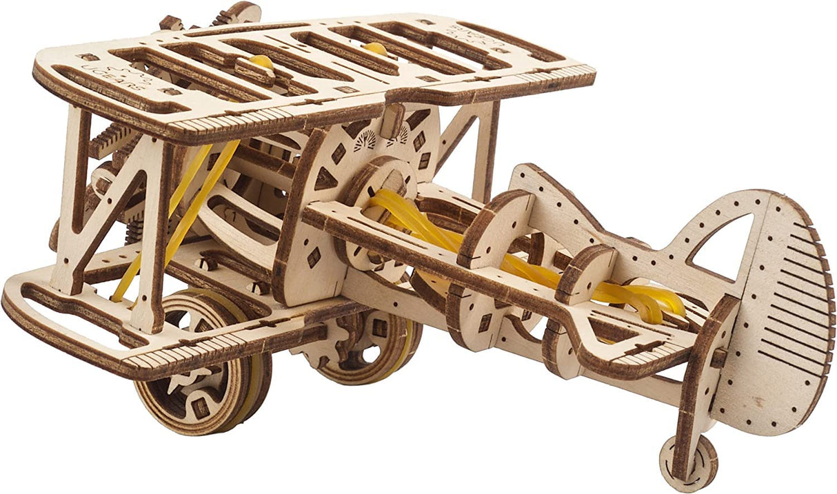 UGEARS Wooden 3D Puzzles for Adults - Mini Biplane Wooden Model Kit Crafts for Adults - DIY Kits for Adults Mechanical 3D Wooden Puzzles for Adults for Aviation Enthusiasts and Puzzle Lovers - 84 Pcs UGEARS