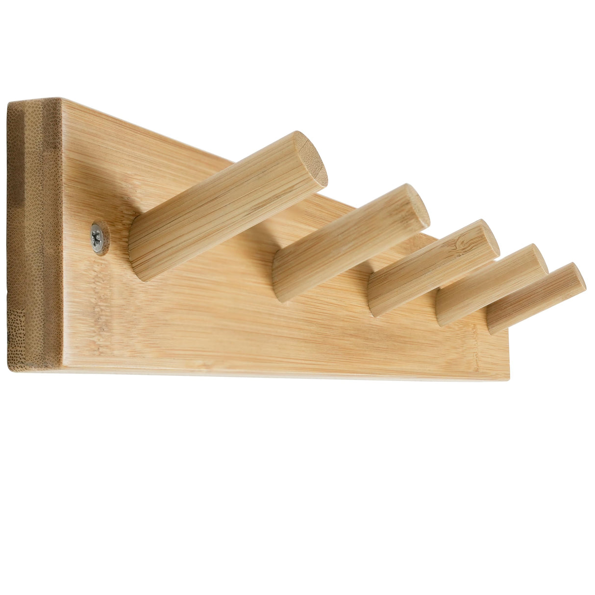 SKOLOO Wooden Wall Mounted Coat Rack,16'' Hole to Hole, 5 Pegs Bamboo Wall Hook for Hanging Clothes Robes Towels Hats,Natural Gold SKOLOO