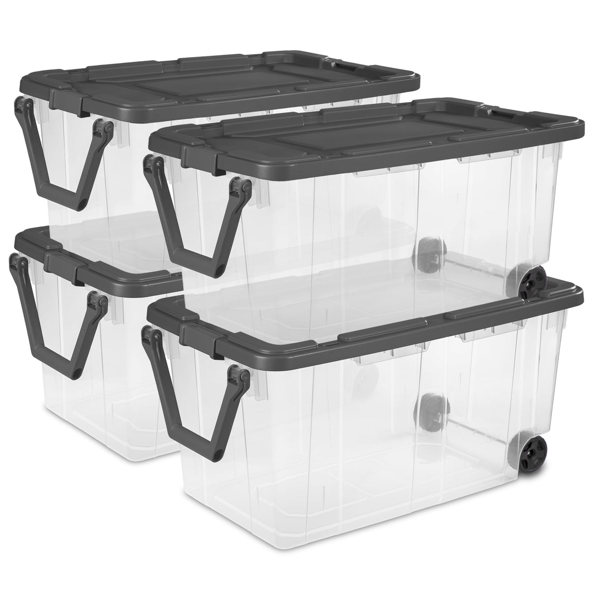 Sterilite 4-Pack Modular Stacker Box, Durable Clear Plastic Storage Bi ...