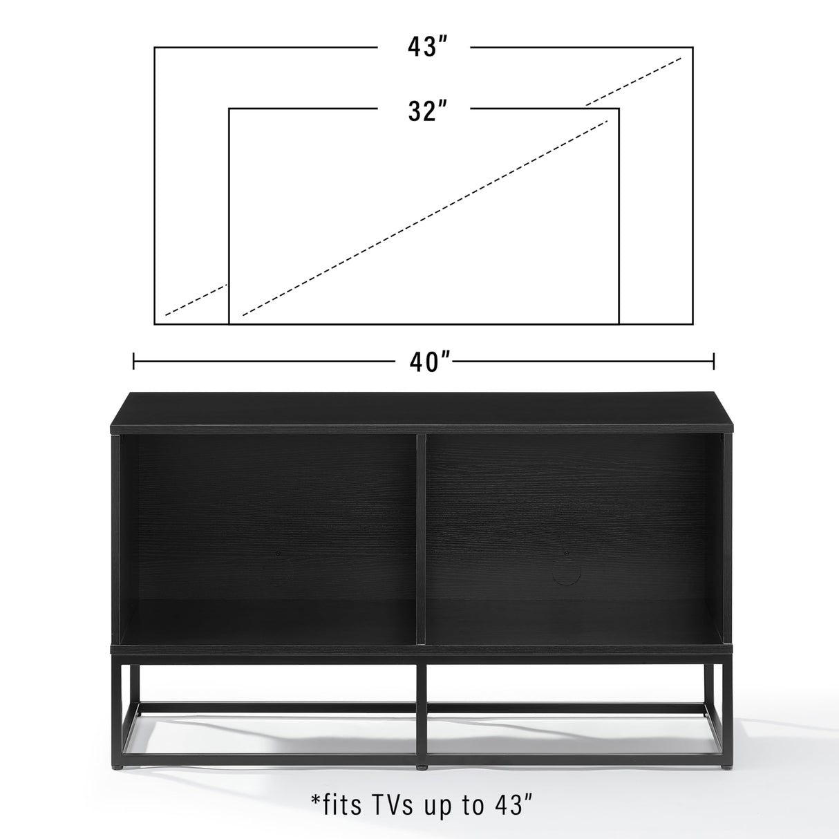 Crosley Furniture Enzo Medium Vinyl Record Storage TV Stand and Entertainment Center, Media Console, Black Crosley Furniture