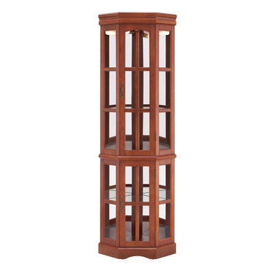 Corner Curio Cabinet With 5 Shelves And Lighting System