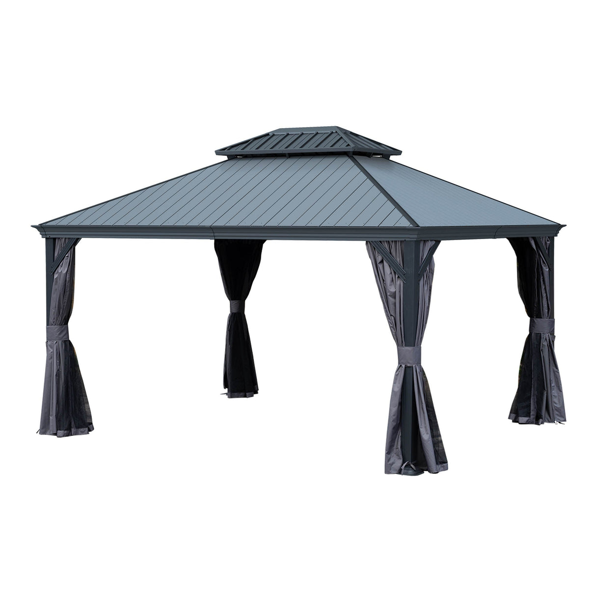 12'x14' Hardtop Gazebo with Resin Roof and Drainage Gutters