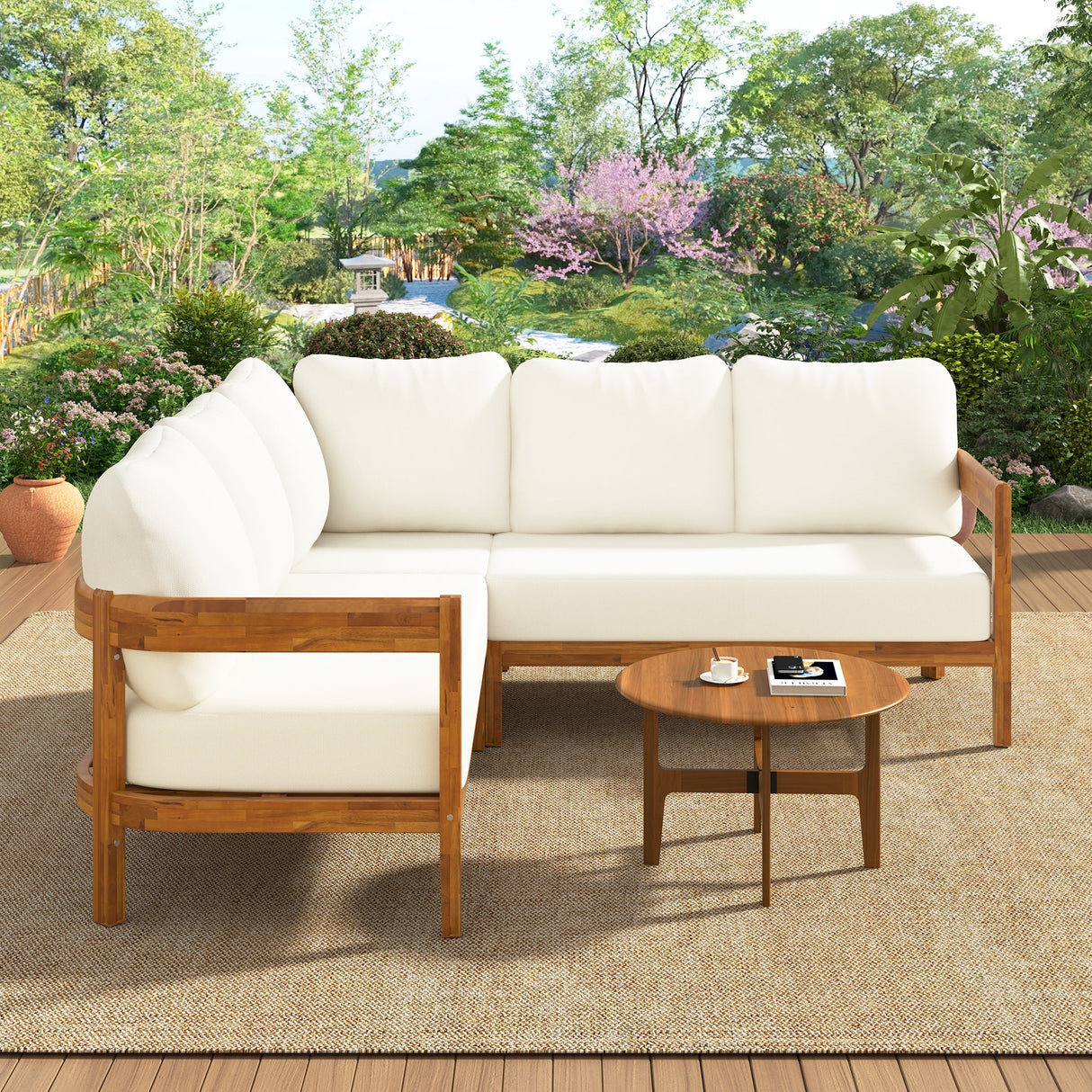 U_Style Acacia Solid Wood Patio Furniture Set