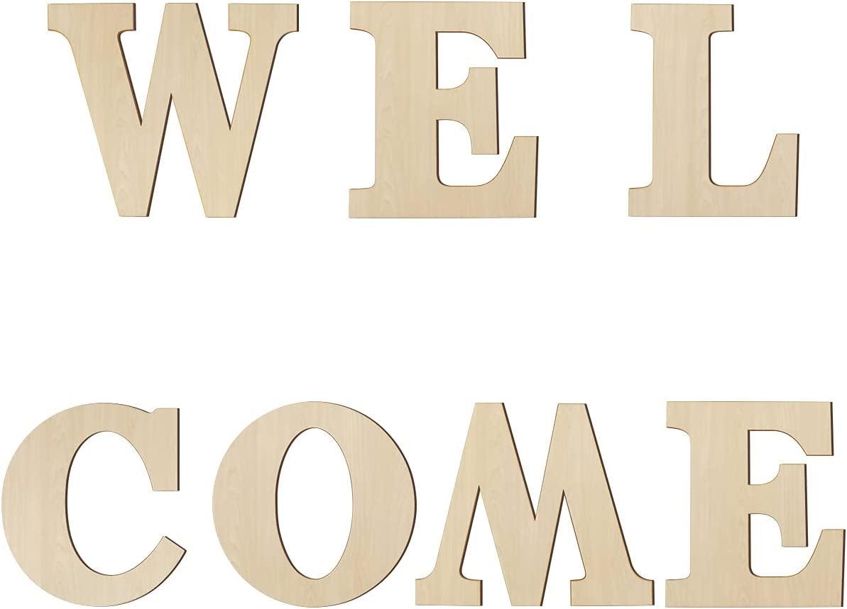 8 Inch Wooden Letter Welcome Wood Letters, Unfinished Wooden Letters “Welcome“ for Wall Decoration WoodArtSupply