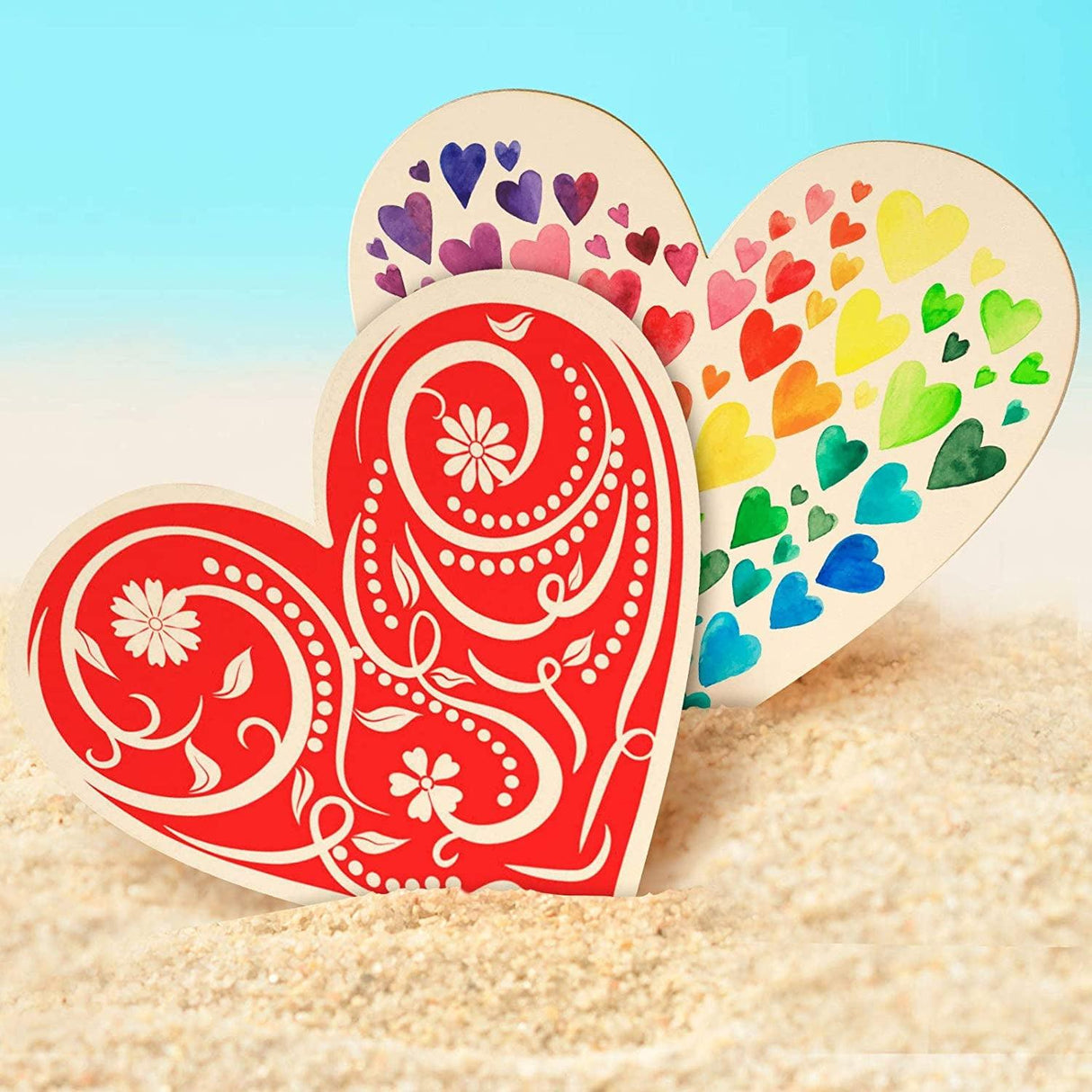 8 Pieces Wooden Hearts Cutouts Unfinished Blank Slice Valentine Hanging DIY Love Holiday 11 X 11 Inch WoodArtSupply