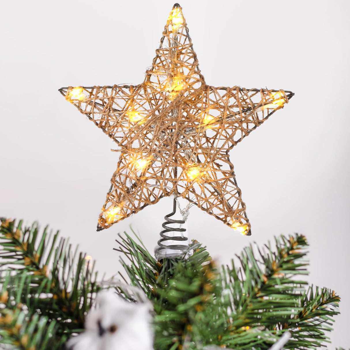 Baquler Farmhouse Christmas Tree Star Topper Decorations Light up Christmas Tree Topper with 10 LED Lights for Rustic Xmas Party Ornament Home Decor Baquler