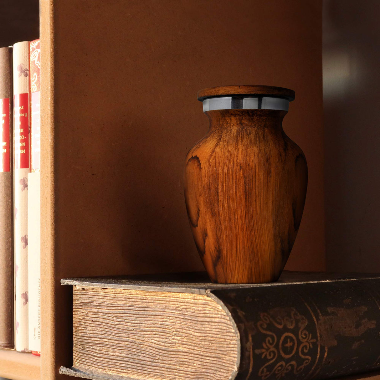 Small Keepsake Cremation Urn for Human Ashes with Wood Grain Finish Choose from 4 Unique Woodgrains Mini Metal Sharing Personal Funeral Urn for Pet or Human Ashes (South American Rosewood) KC KATIE COLLECTION BY URNSELLER