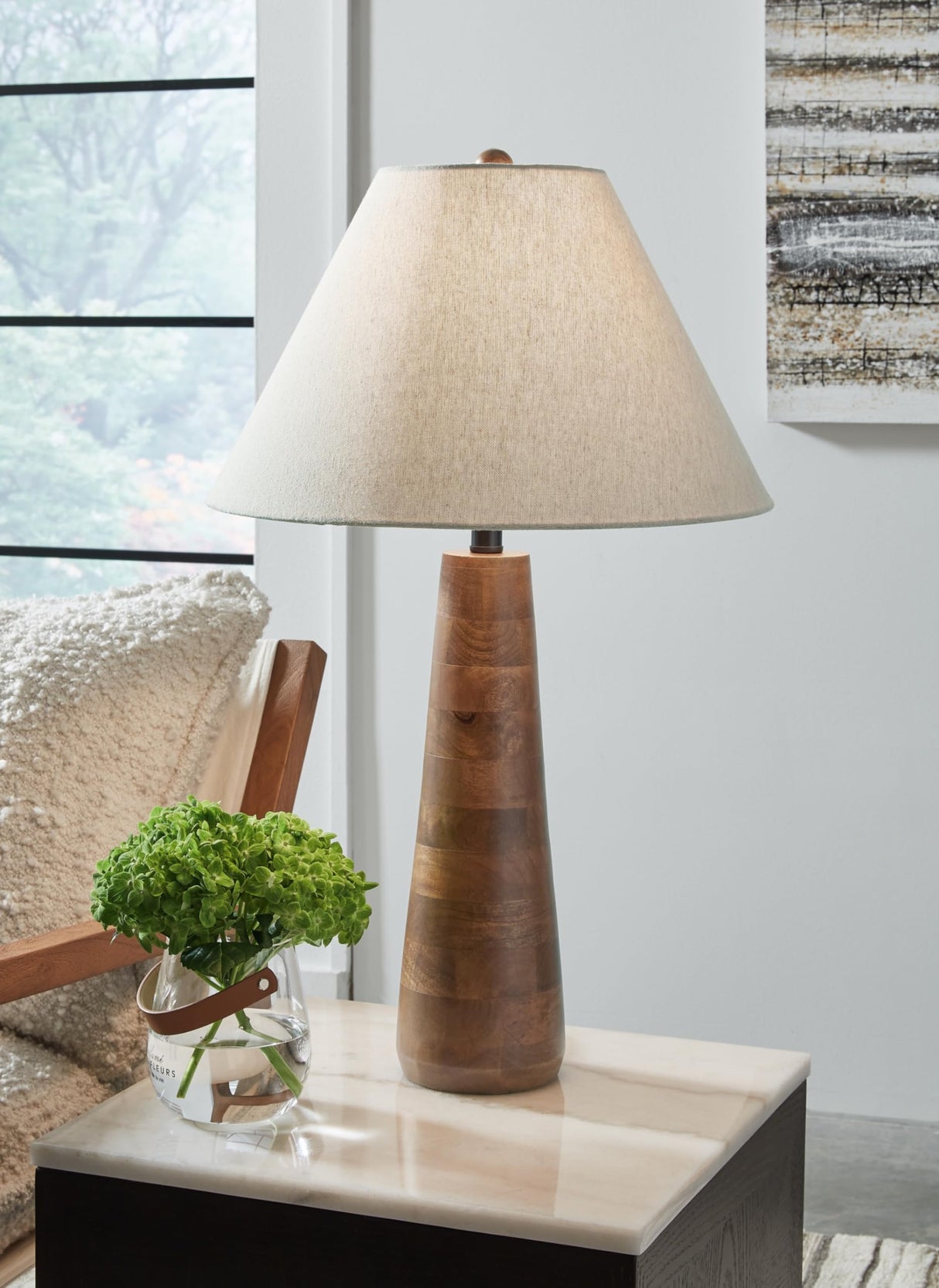 Signature Design by Ashley Danset Contemporary Wood Table Lamp with 3-Way Switch, Light Brown Signature Design by Ashley