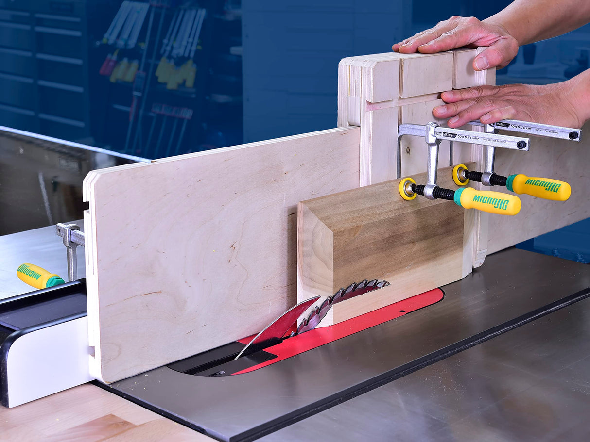 Micro Jig DVC-538MB-25 Matchfit Dovetail Clamps (4-Pack Exclusive) + Matchfit Dovetail Router Bit -1/4" Shank Bundle MICROJIG